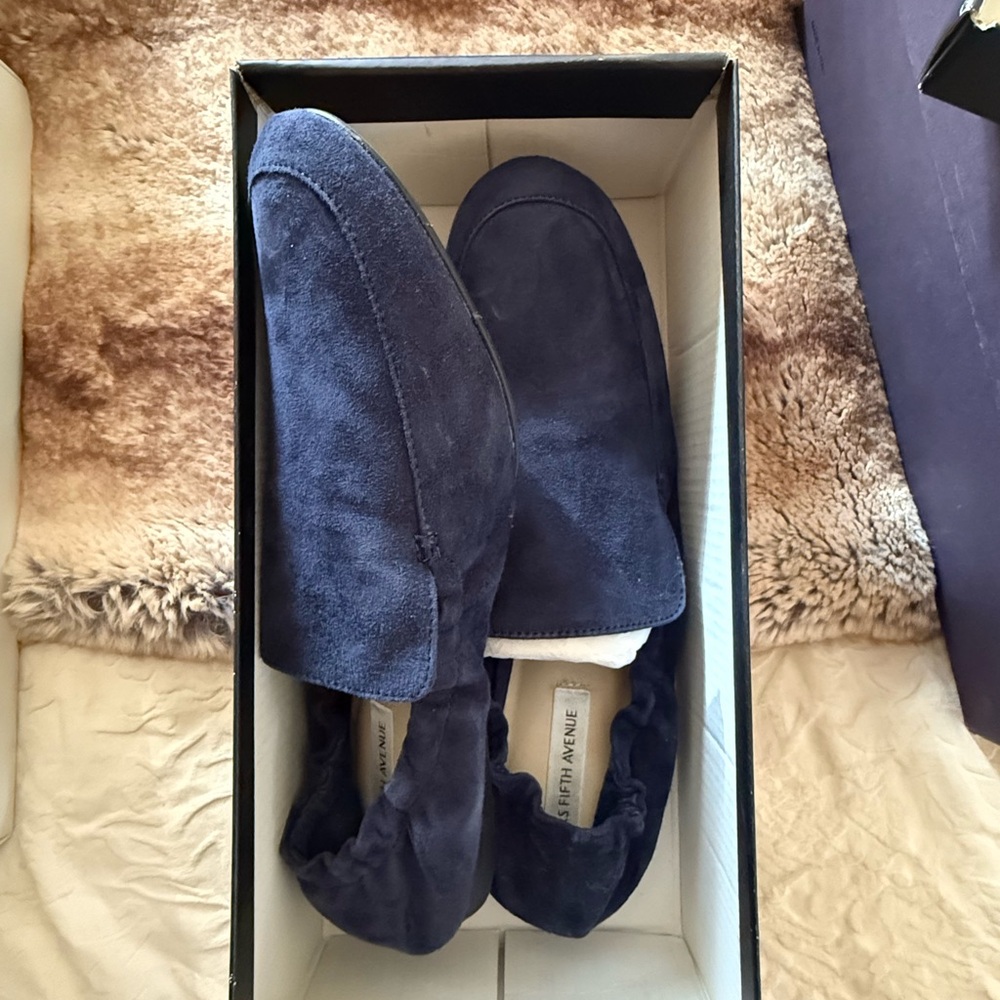 Navy Suede Loafers